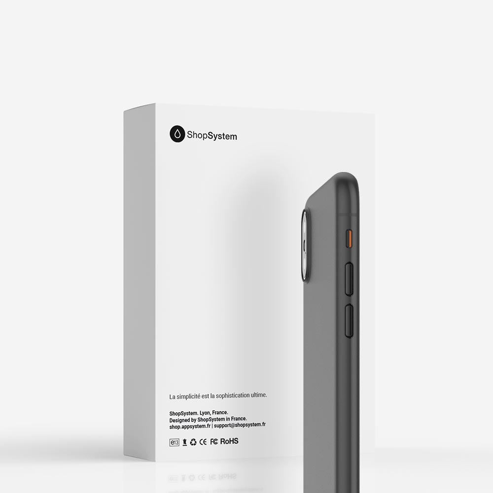 Emballage marque ShopSystem coque ORIGINAL pour iPhone X, XS et XS Max - la plus fine du monde