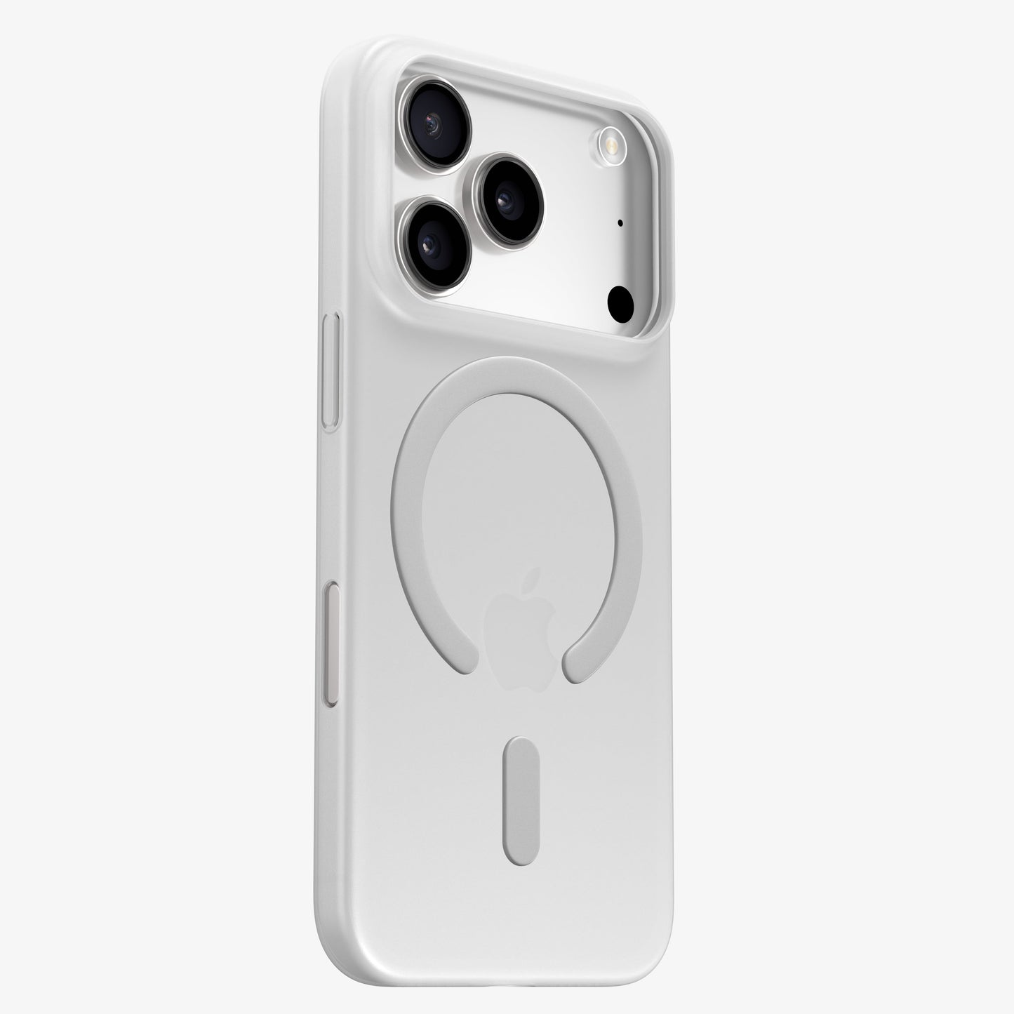 Coque ORIGINAL Blanc avec anneau MagSafe sur un téléphone, vue trois quarts arrière