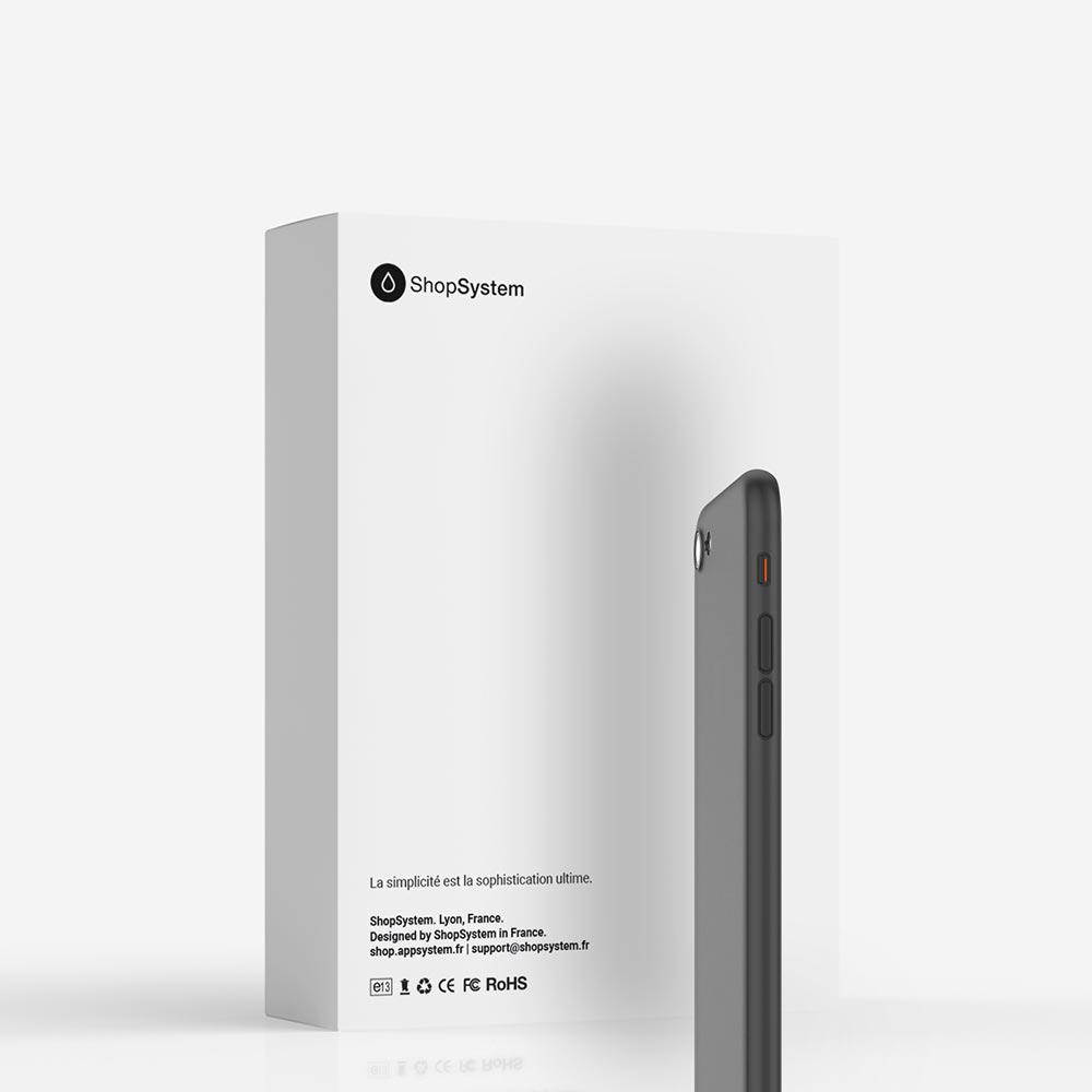 Emballage marque ShopSystem coque ORIGINAL pour iPhone SE 2022, 2020, 7, 8 & Plus - la plus fine du monde