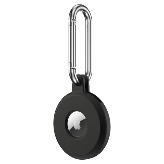 Coque AirTag en silicone avec mousqueton en acier inoxydable - Noir