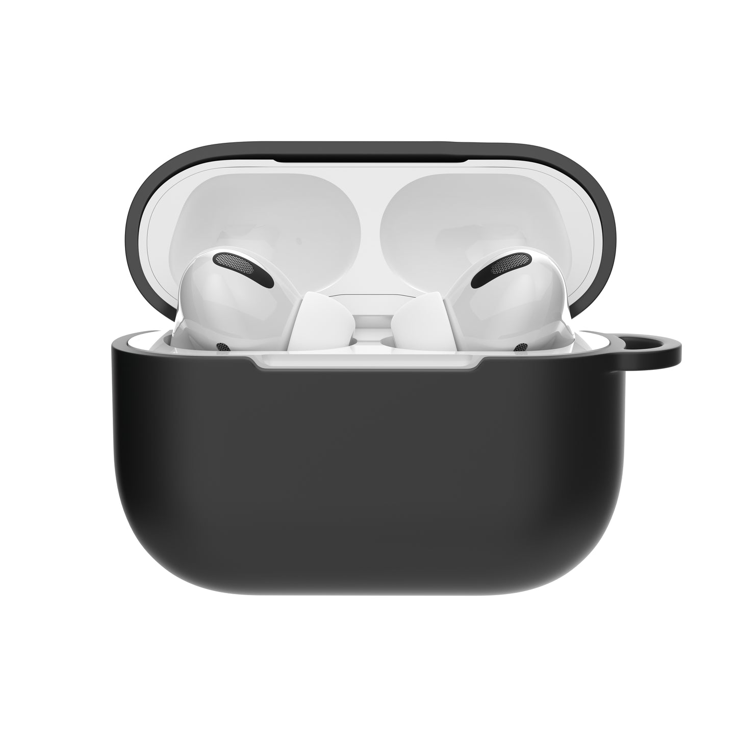 Coque AirPods Pro et Pro 2 souple avec système d'attache pour dragonne - Noir total