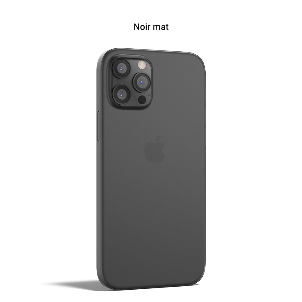 Coque ORIGINAL pour iPhone 12, 12 mini, 12 Pro et 12 Pro Max - La plus fine du monde avec 0.33mm d'épaisseur - Noir mat