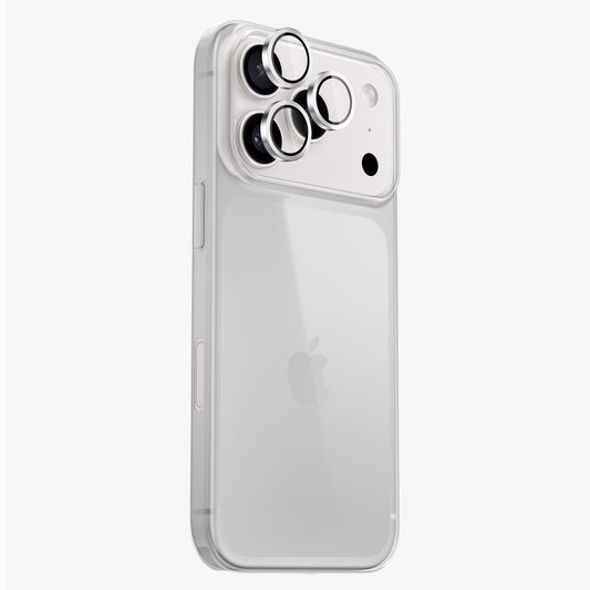 Protection caméra et objectifs iPhone 18 Pro Argent — contour en aluminium et verre trempé