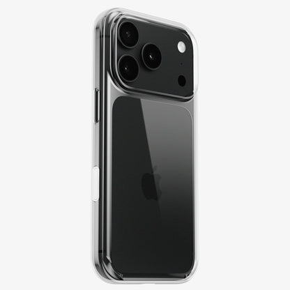 Coque DANA antichoc transparente sans MagSafe pour iPhone 18 Pro et Pro Max, vue arrière sur un téléphone noir