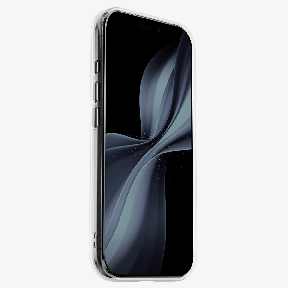 Coque DANA antichoc transparente pour iPhone 18 Pro et Pro Max, vue de face sur un téléphone noir