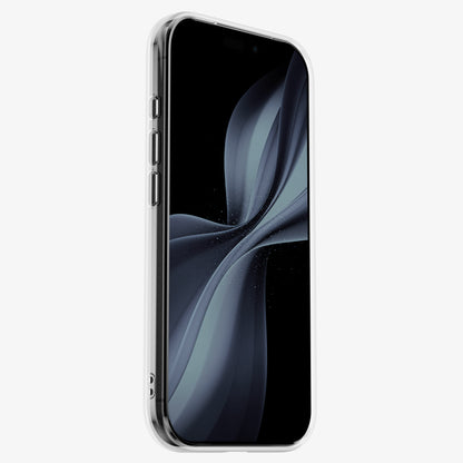 Coque DANA antichoc transparente pour iPhone 18 Pro et Pro Max, vue de face sur un téléphone noir