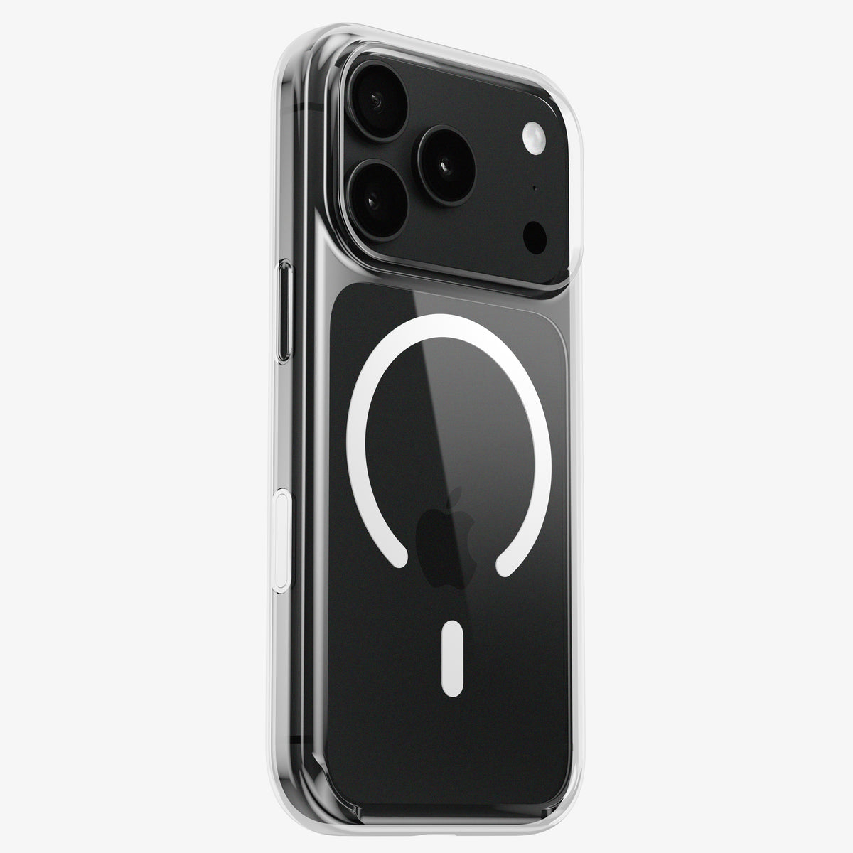 Coque DANA antichoc transparente avec MagSafe pour iPhone 18 Pro et Pro Max, vue arrière sur un téléphone noir