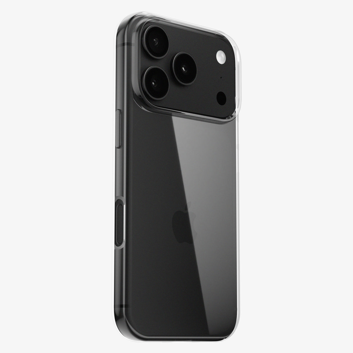 Coque INVISIBLE transparente pour iPhone 18 Pro et Pro Max, vue arrière sur un téléphone noir