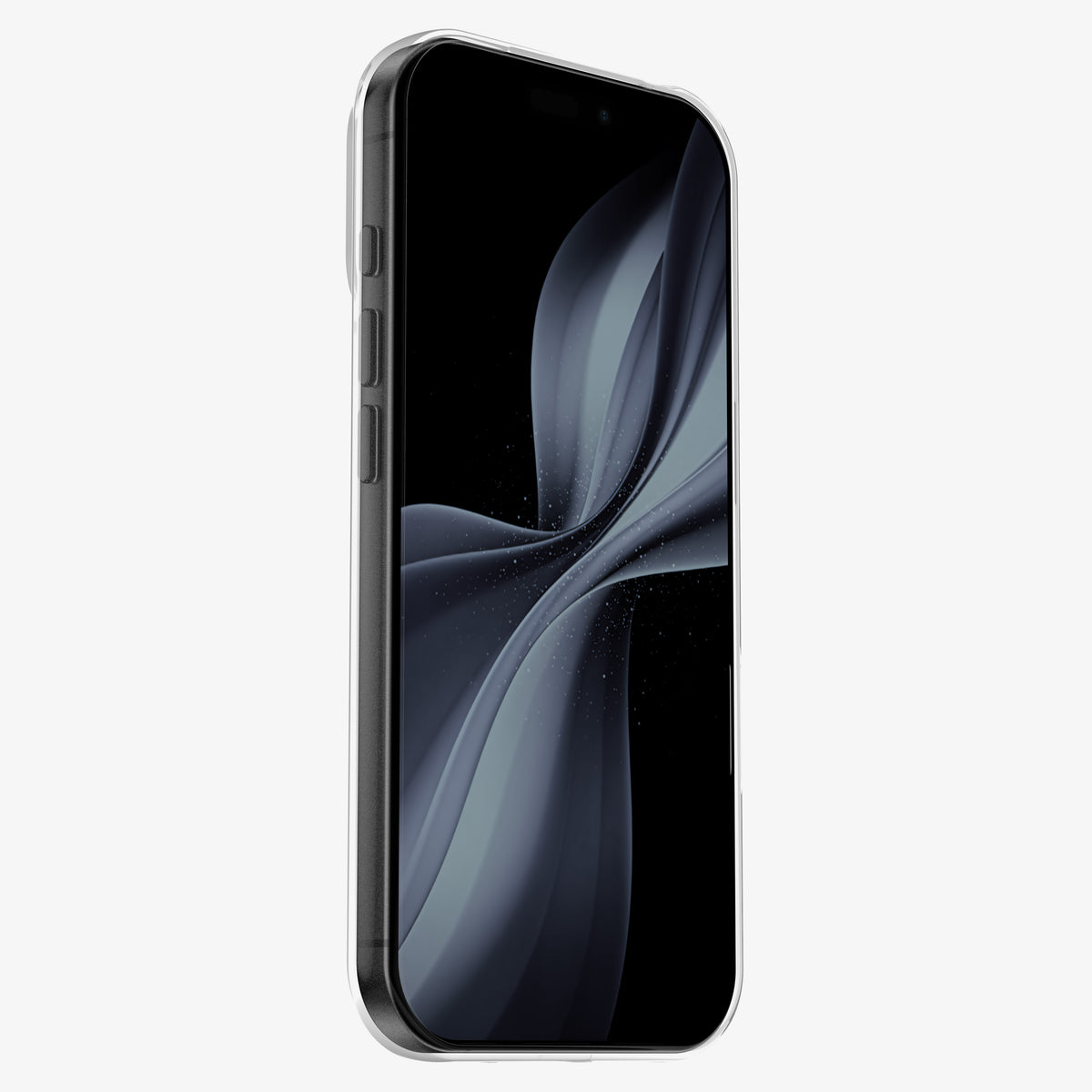 Coque INVISIBLE transparente pour iPhone 18 Pro et Pro Max, vue de face sur un téléphone noir