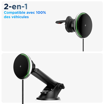 Chargeur voiture iPhone MagSafe compatible avec 100% des véhicules
