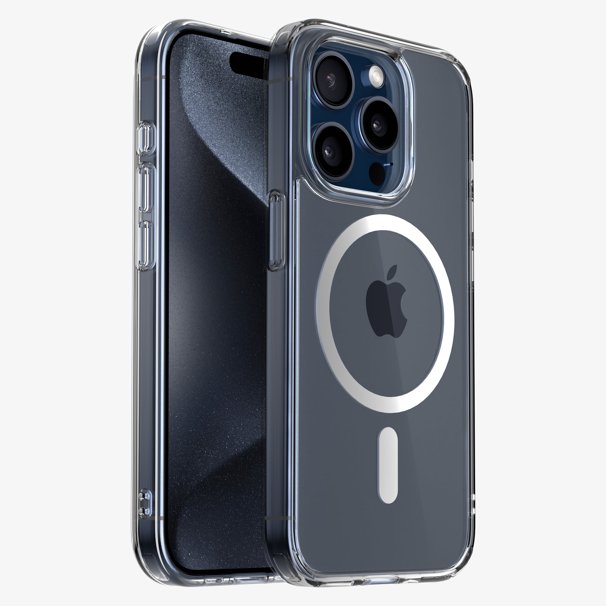 Pack iPhone 15 Pro Accessoires Coque Transparente + Verre trempé +