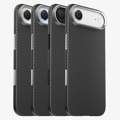 Coque CARBON sur iPhone 17 Air dans quatre coloris : Or, Bleu, Noir et Blanc nuage
