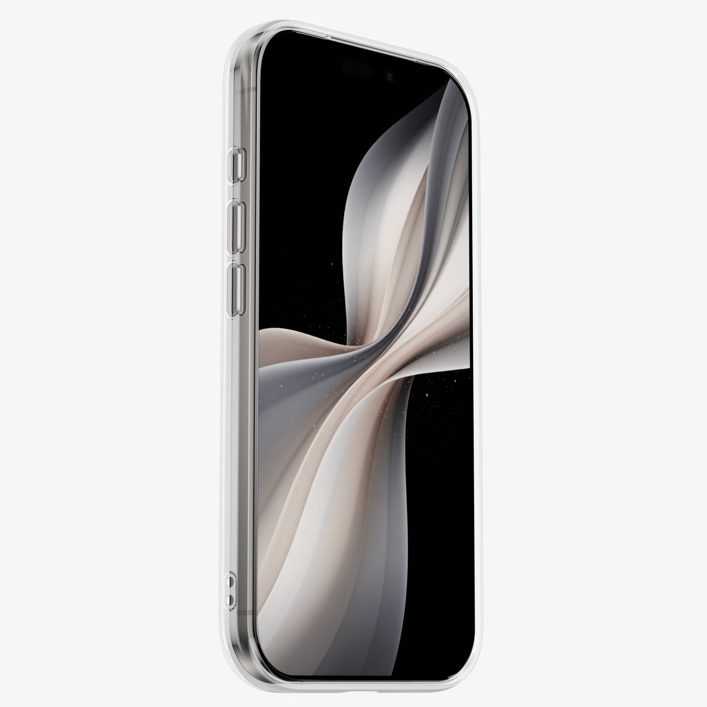 iPhone 18 Pro dans la coque DANA antichoc, vue de profil : bords renforcés et boutons accessibles