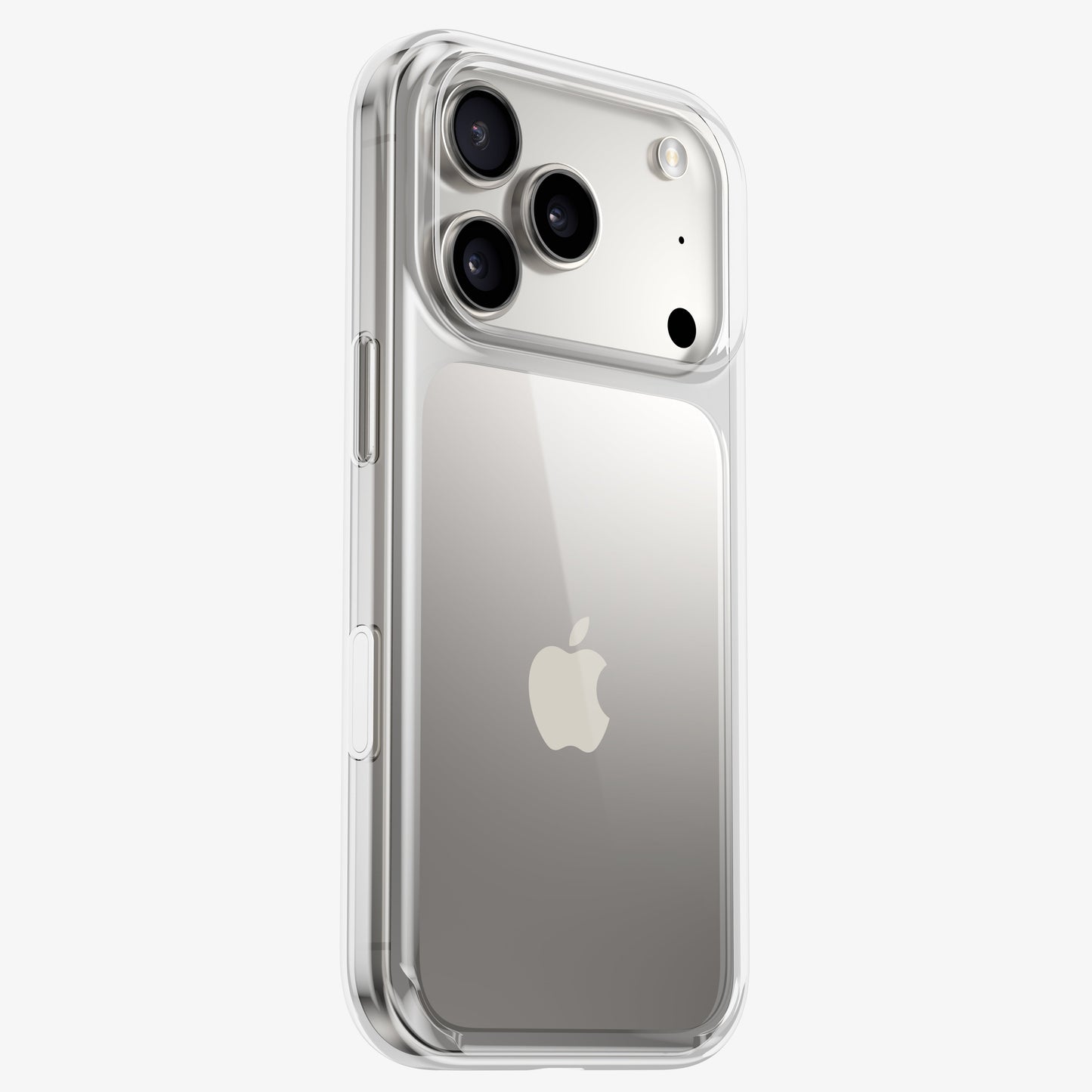 Coque DANA antichoc transparente version sans MagSafe sur iPhone 18 Pro titane, dos lisse