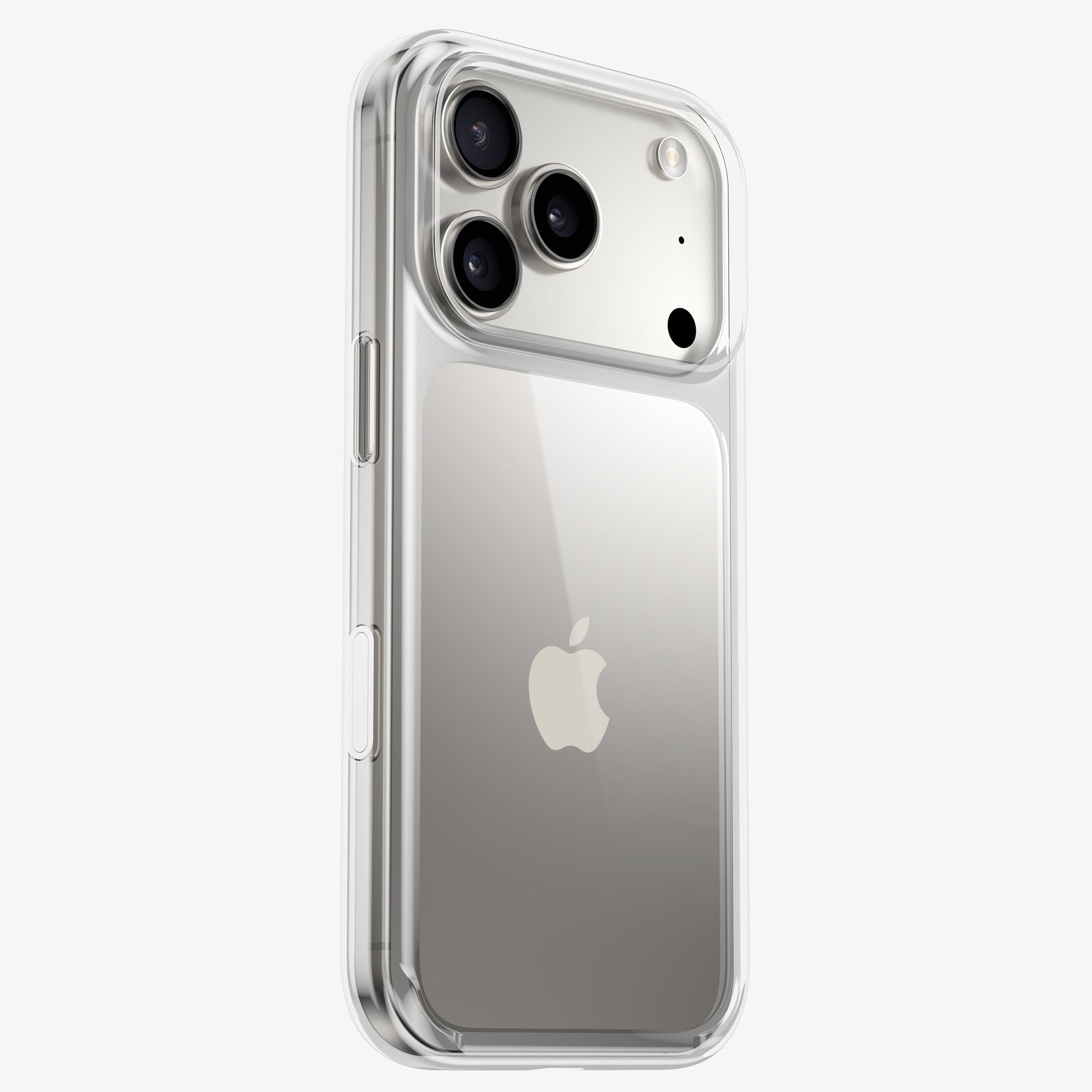 Coque DANA antichoc transparente version sans MagSafe sur iPhone 18 Pro titane, dos lisse