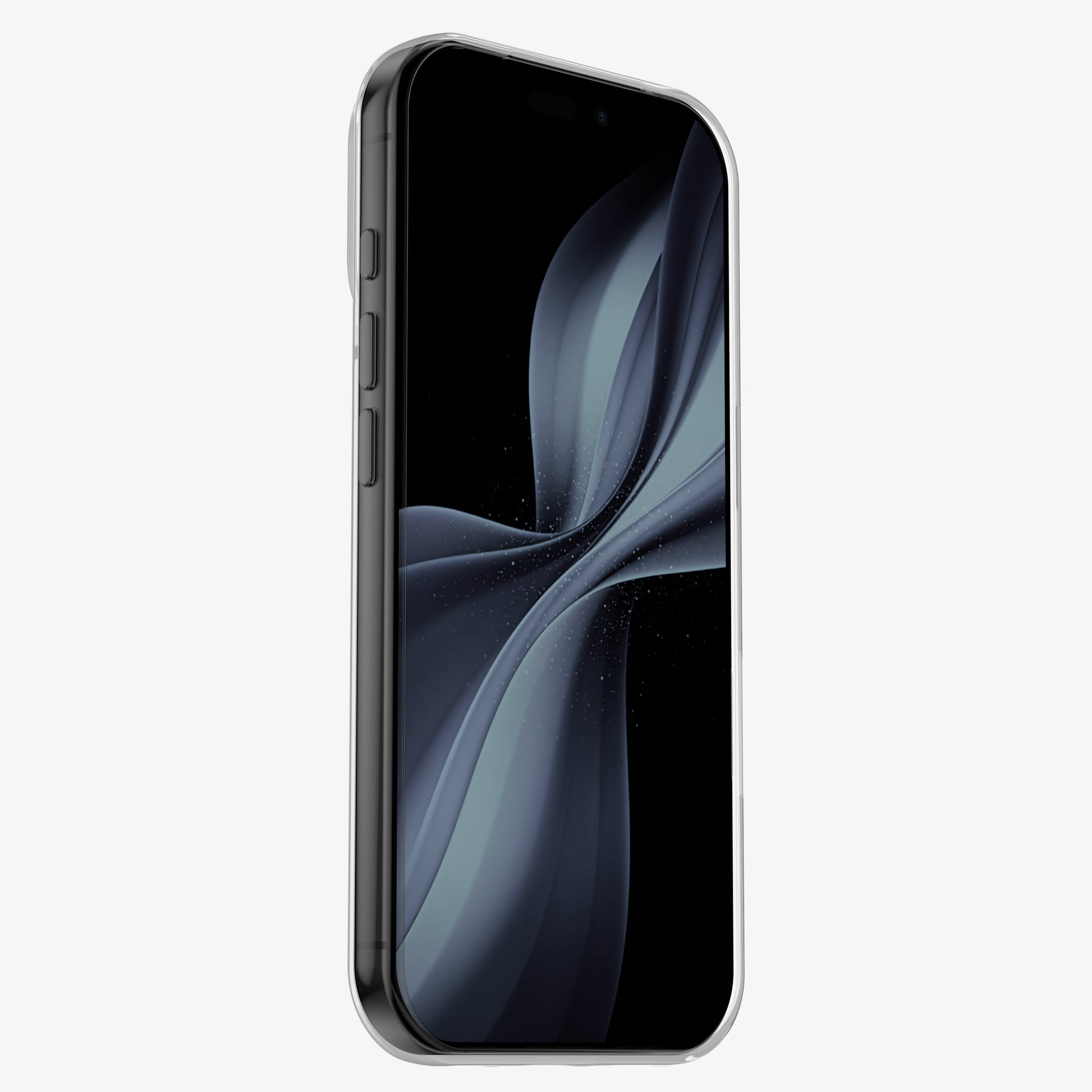 iPhone 18 Pro dans la coque INVISIBLE, vue de profil : bords souples et boutons accessibles
