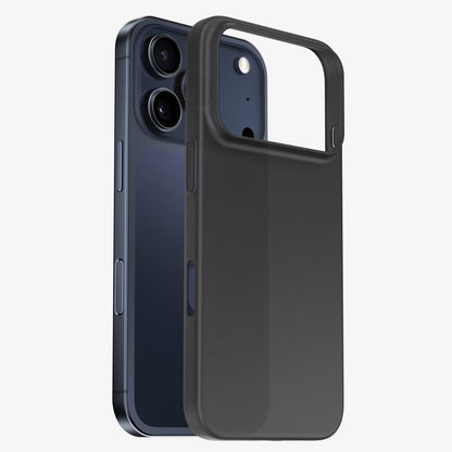 Coque ORIGINAL Noir total opaque détachée, posée à côté d'un téléphone bleu