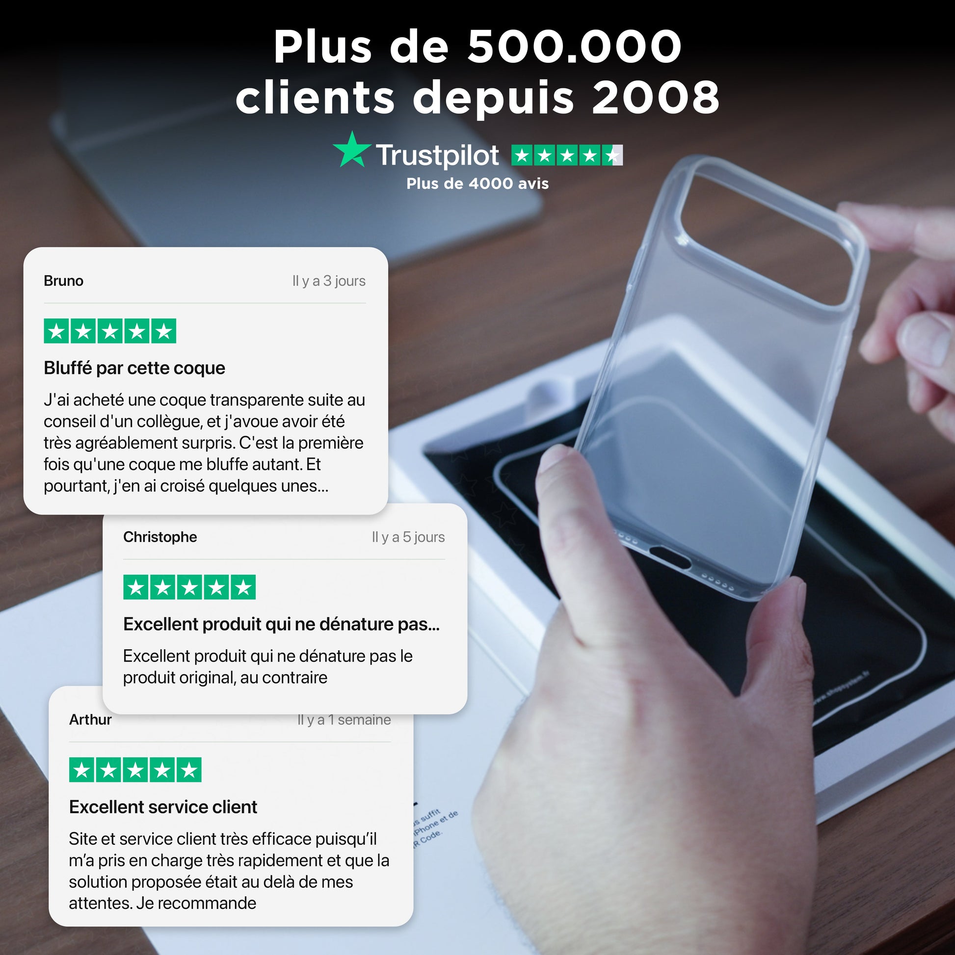 Avis clients Trustpilot ShopSystem : plus de 500 000 clients depuis 2008, plus de 4000 avis