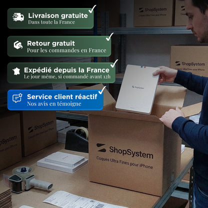 Préparation d'une commande ShopSystem en France : livraison et retour gratuits, expédition le jour même