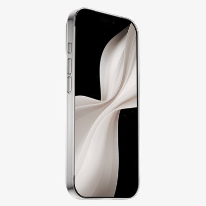iPhone 18 Pro protégé par la coque PHANTOM S, vue de face : écran et boutons entièrement dégagés