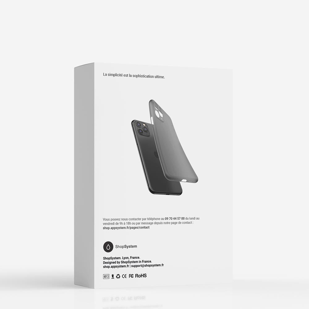 Emballage marque ShopSystem coque ORIGINAL pour iPhone 11, 11 Pro, 11 Pro Max - la plus fine du monde