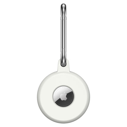 Coque AirTag en silicone avec mousqueton en acier inoxydable - Blanc