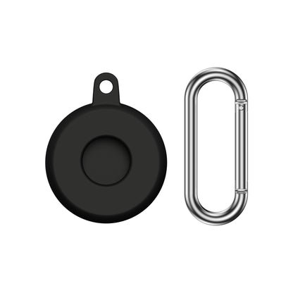 Coque AirTag en silicone avec mousqueton en acier inoxydable - Noir