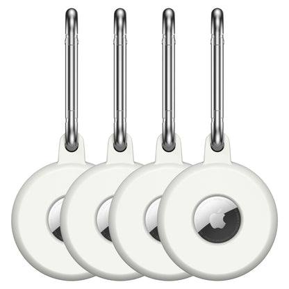 Pack de 4 coques AirTag en silicone avec mousqueton en acier inoxydable - Blanc