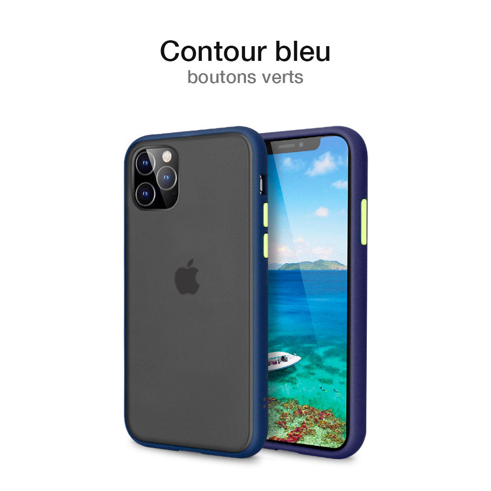 Coque MODULO bleue pour iPhone 11, 11 Pro, 11 Pro Max avec boutons interchangeables et protection optimale