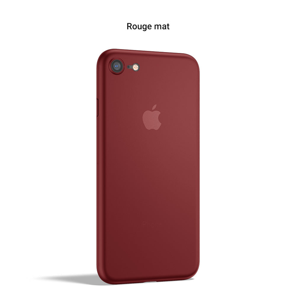 Coque ORIGINAL pour iPhone SE 2022, 2020, 7, 8 & Plus - La plus fine du monde avec 0.33mm d'épaisseur - Rouge mat