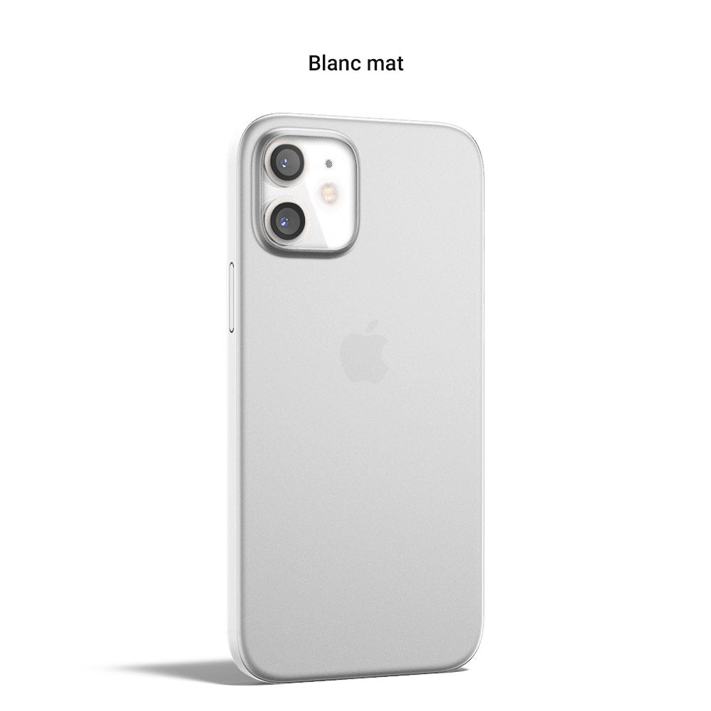 Coque ORIGINAL pour iPhone 12, 12 mini, 12 Pro et 12 Pro Max - La plus fine du monde avec 0.33mm d'épaisseur - Blanc mat