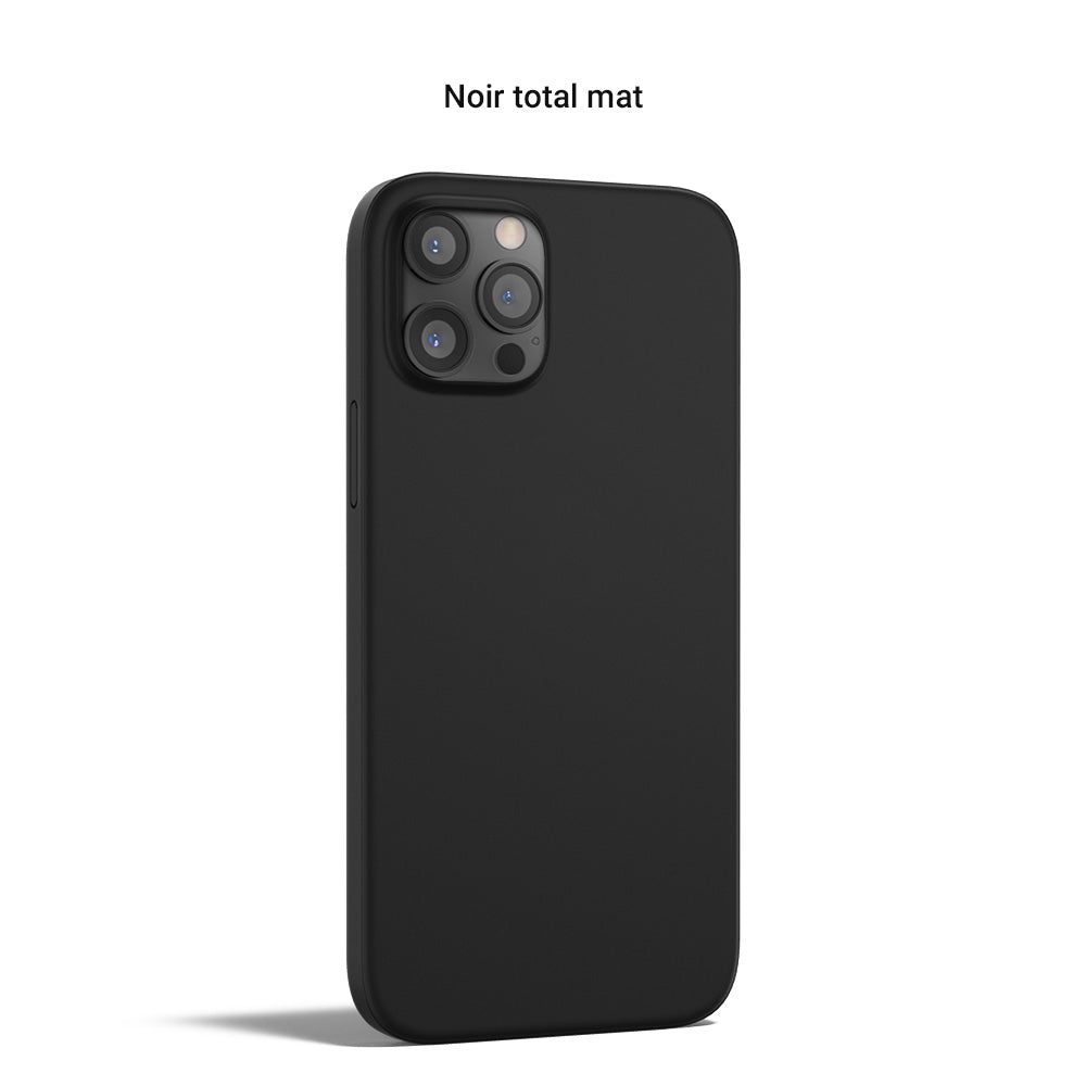 Coque ORIGINAL pour iPhone 12, 12 mini, 12 Pro et 12 Pro Max - La plus fine du monde avec 0.33mm d'épaisseur - Noir total mat