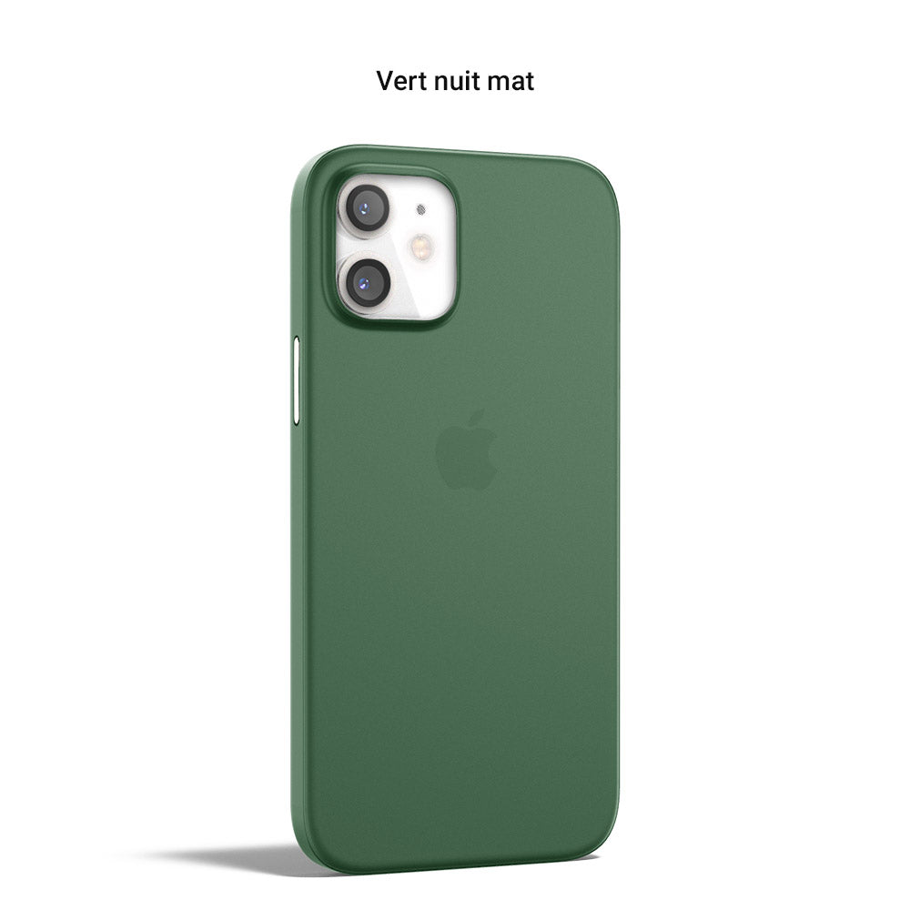 Coque ORIGINAL pour iPhone 12, 12 mini, 12 Pro et 12 Pro Max - La plus fine du monde avec 0.33mm d'épaisseur - Vert alpin mat